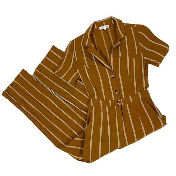 Emory Park Tailored Pinstripe Jumpsuit - Mustard - XS - Picture 14 of 16